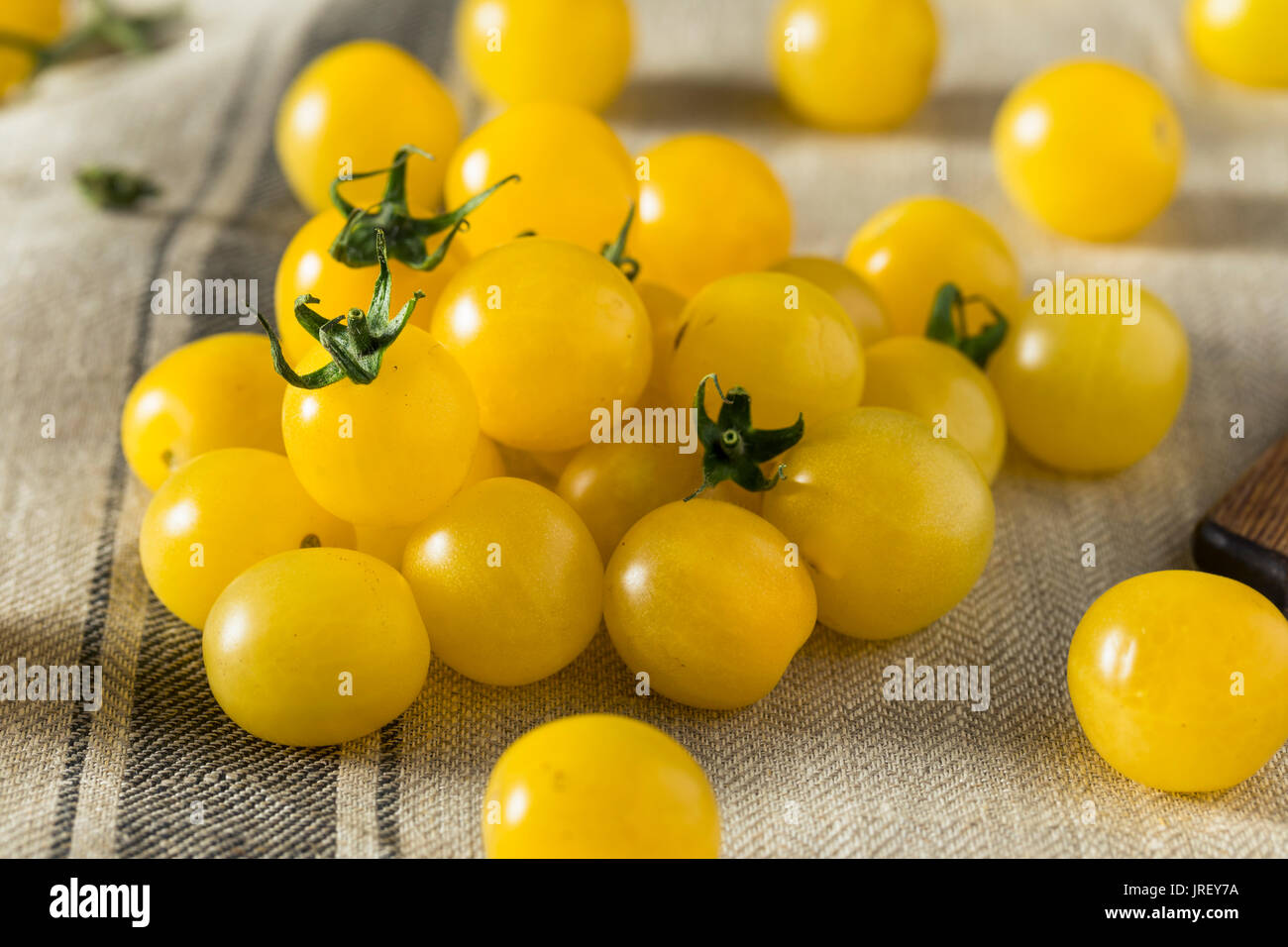 Raw Organic Yellow Cherry Tomatoes Ready to Eat Stock Photo