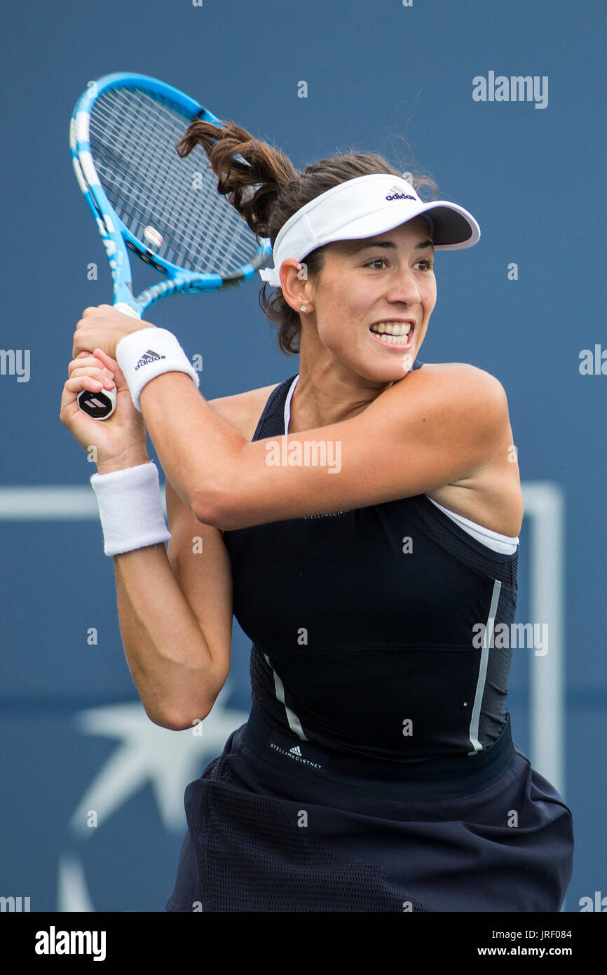 August 04, 2017: Garbine Muguruza (ESP) defeated Ana Konjuh (CRO) 6-1, 6-3 at the Bank of the West Classic being played at the Taube Tennis Stadium in Stanford, California. © Mal Taam/TennisClix/CSM Stock Photo