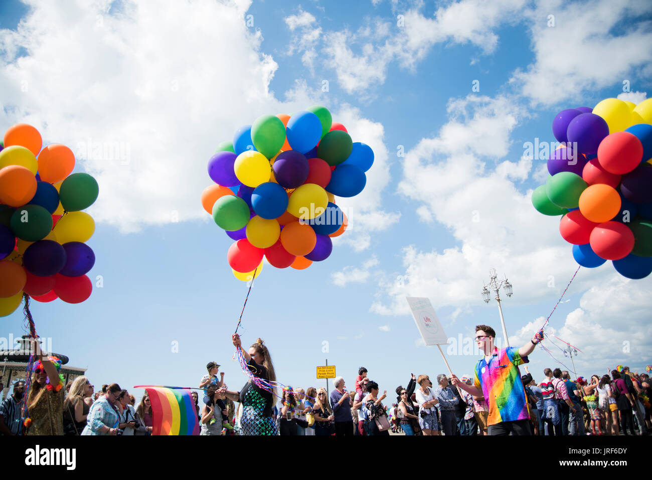 People celebrating gay pride, Brighton, 5th August 2017 Stock Photo
