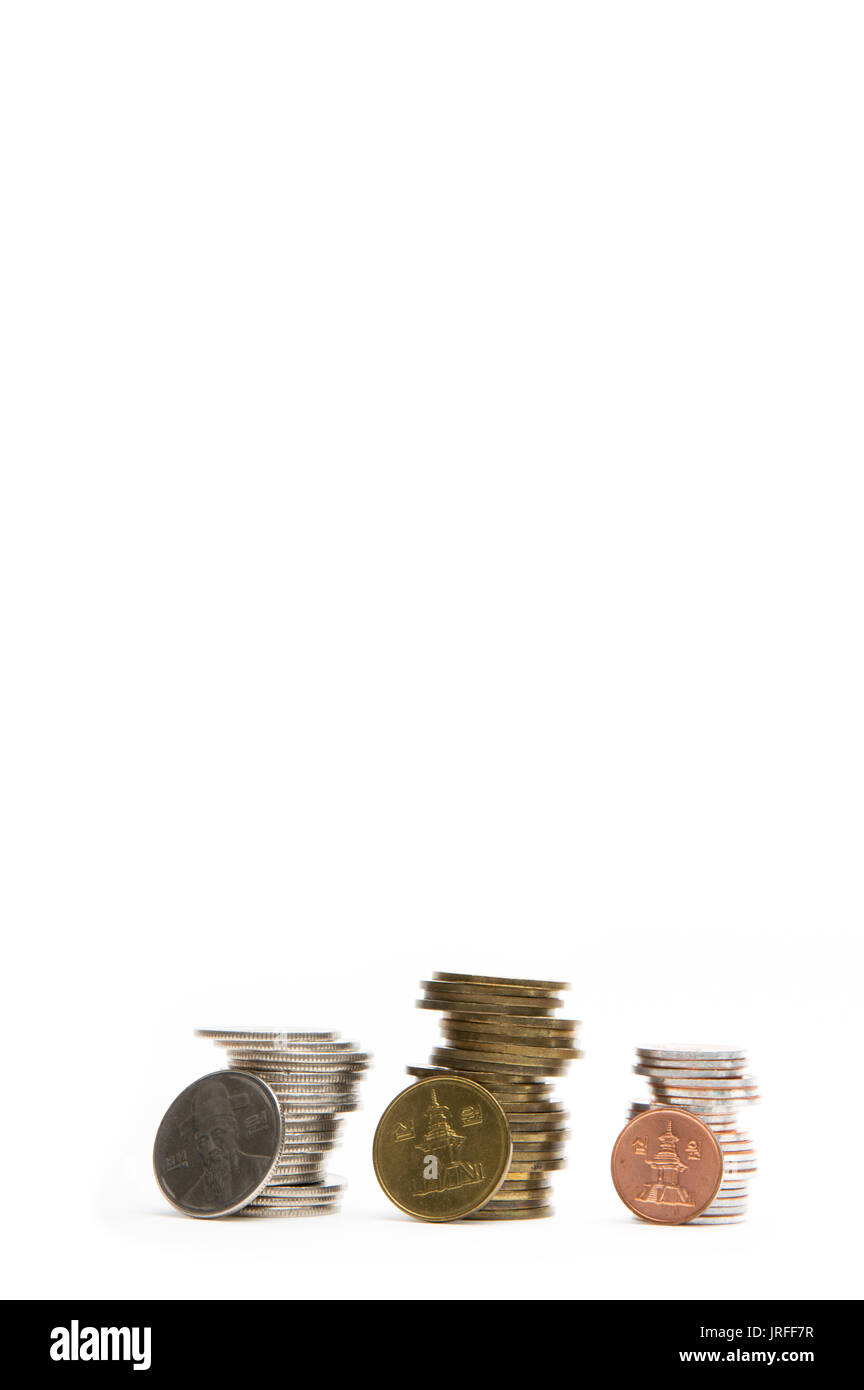 coins on the white background Stock Photo - Alamy