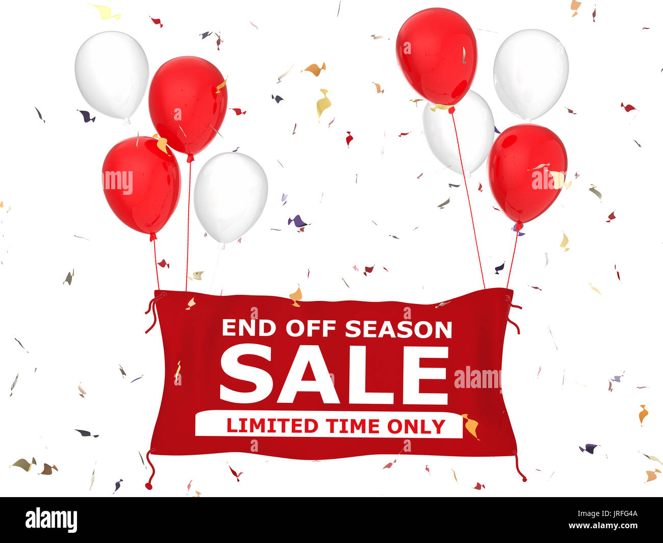 3d Rendering End Of Season Sale Banner On Red Cloth With Red