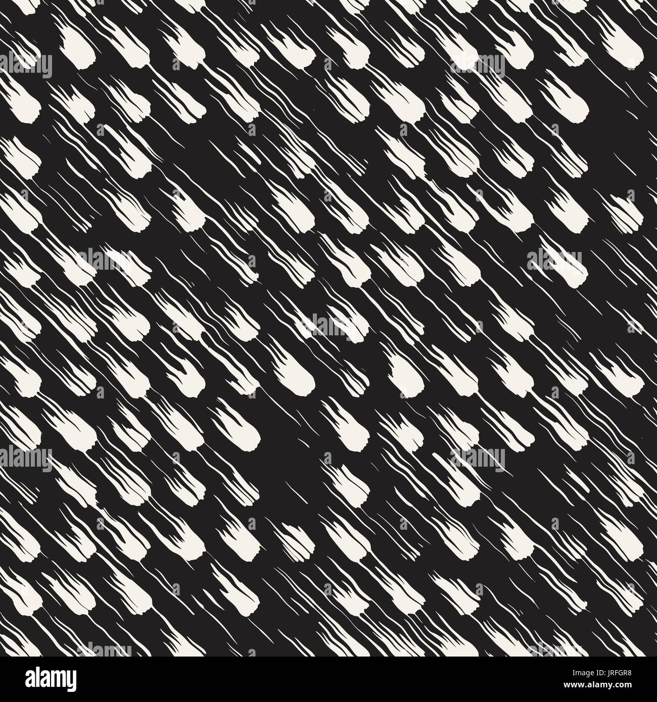 Vector seamless pattern with brush stripes and strokes. Black and white ...