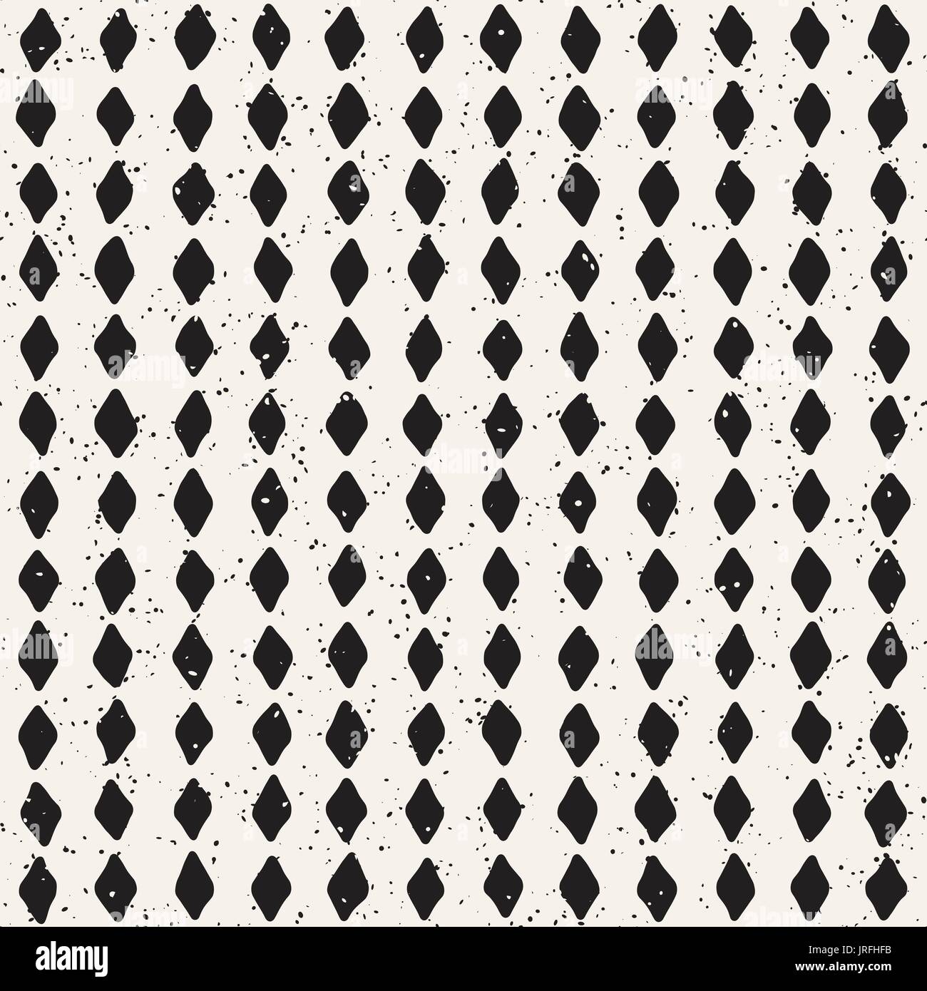 Hand drawn black and white ink abstract seamless pattern. Vector ...