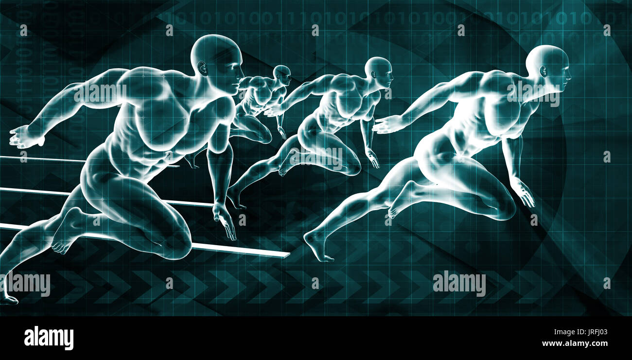 Competitive Run Team Successful Business Concept with Businessmen Running in Competition ...
