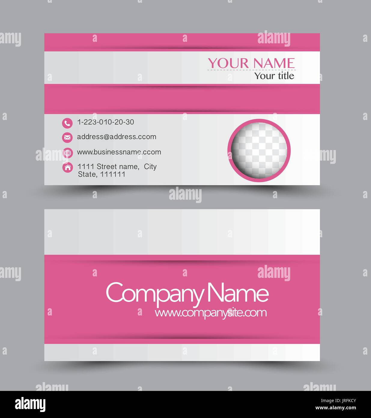 Business card design set template for company corporate style. Pink ...