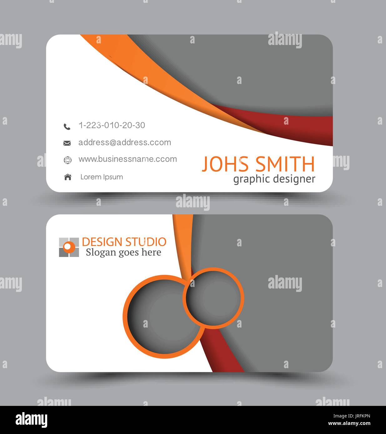 Business card design set template for company corporate style. Red and  orage color. Vector illustration Stock Vector Image & Art - Alamy