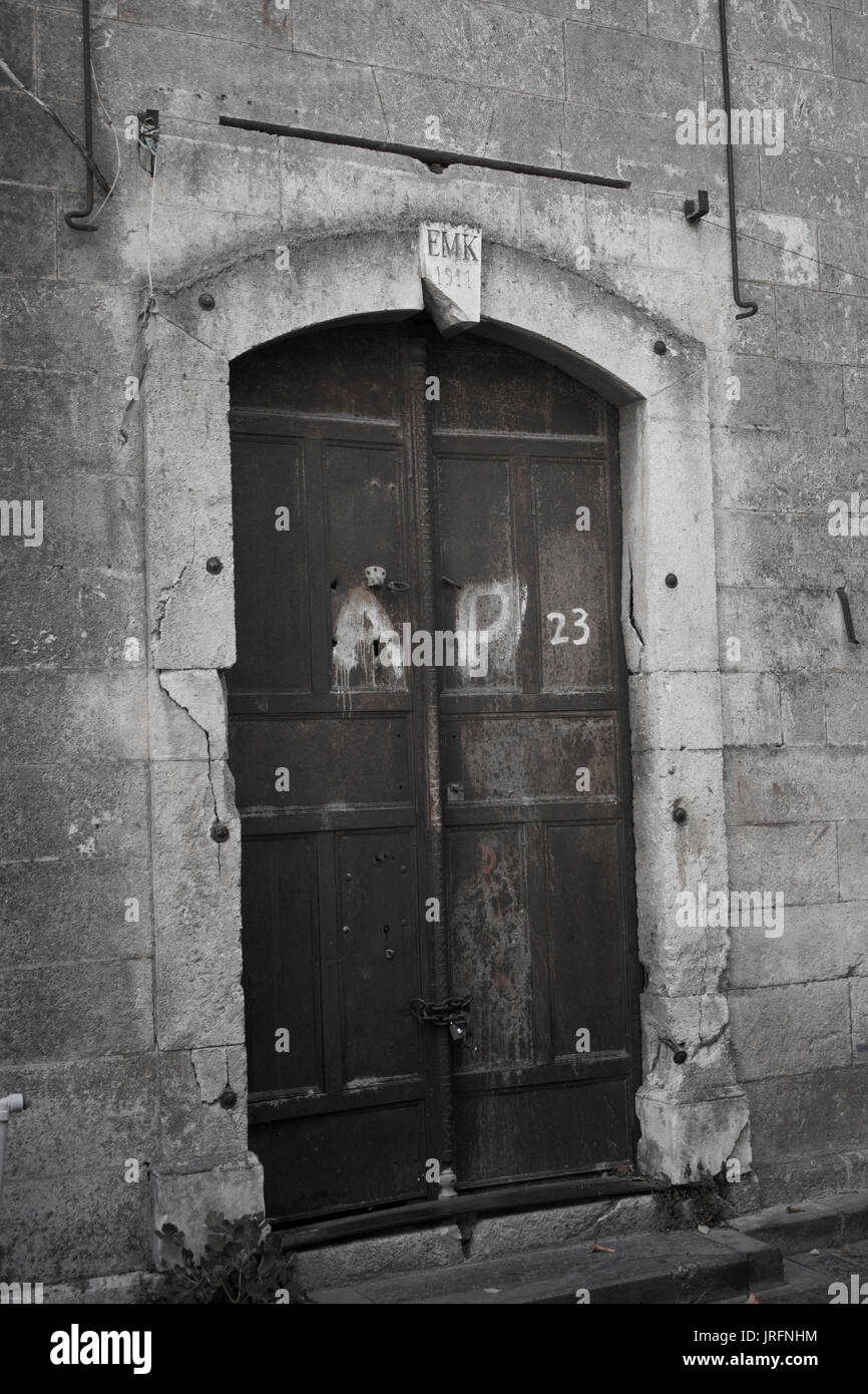 Black and white old traditional door Stock Photo - Alamy