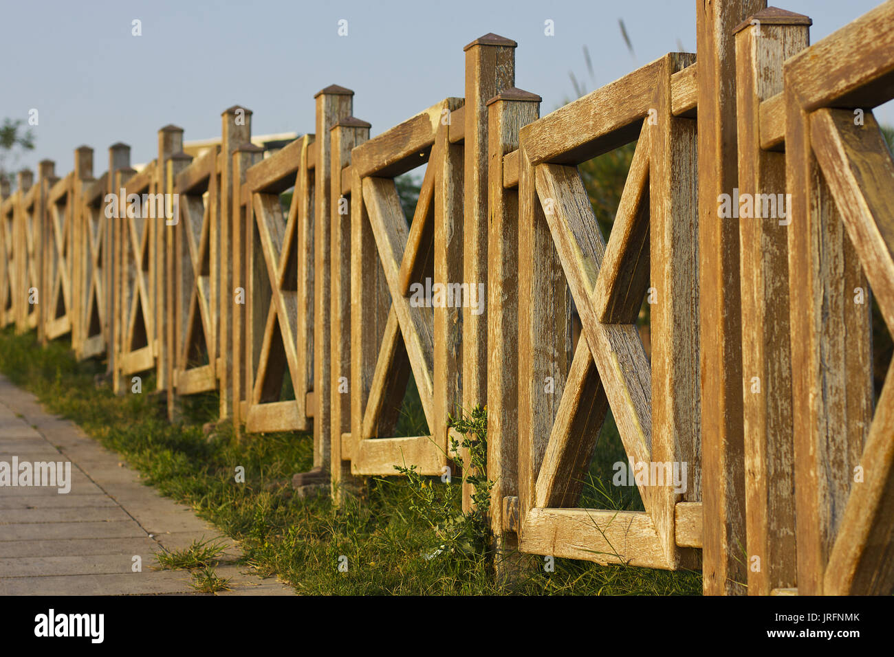 Rustic Railing Park Wooden railing in the park in Antalya Turkey Stock Photo - Alamy