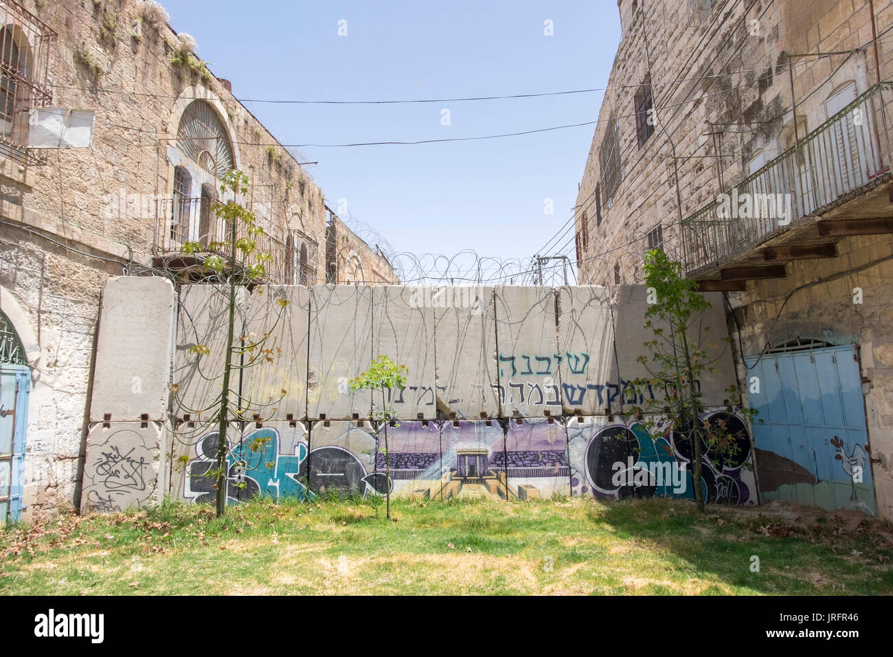 Deserted Shuhada Street, Hebron,West Bank, where Palestinians are banned due to the forceful occupation by 850 Israeli settlers Stock Photo
