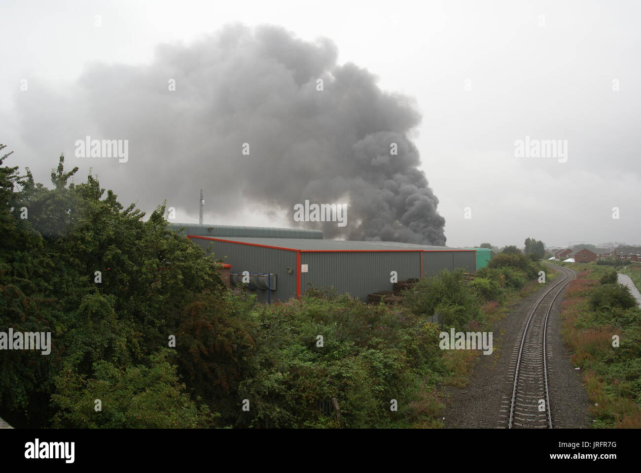rocket attack on refinery, industrial fire, Ukraine war Stock Photo