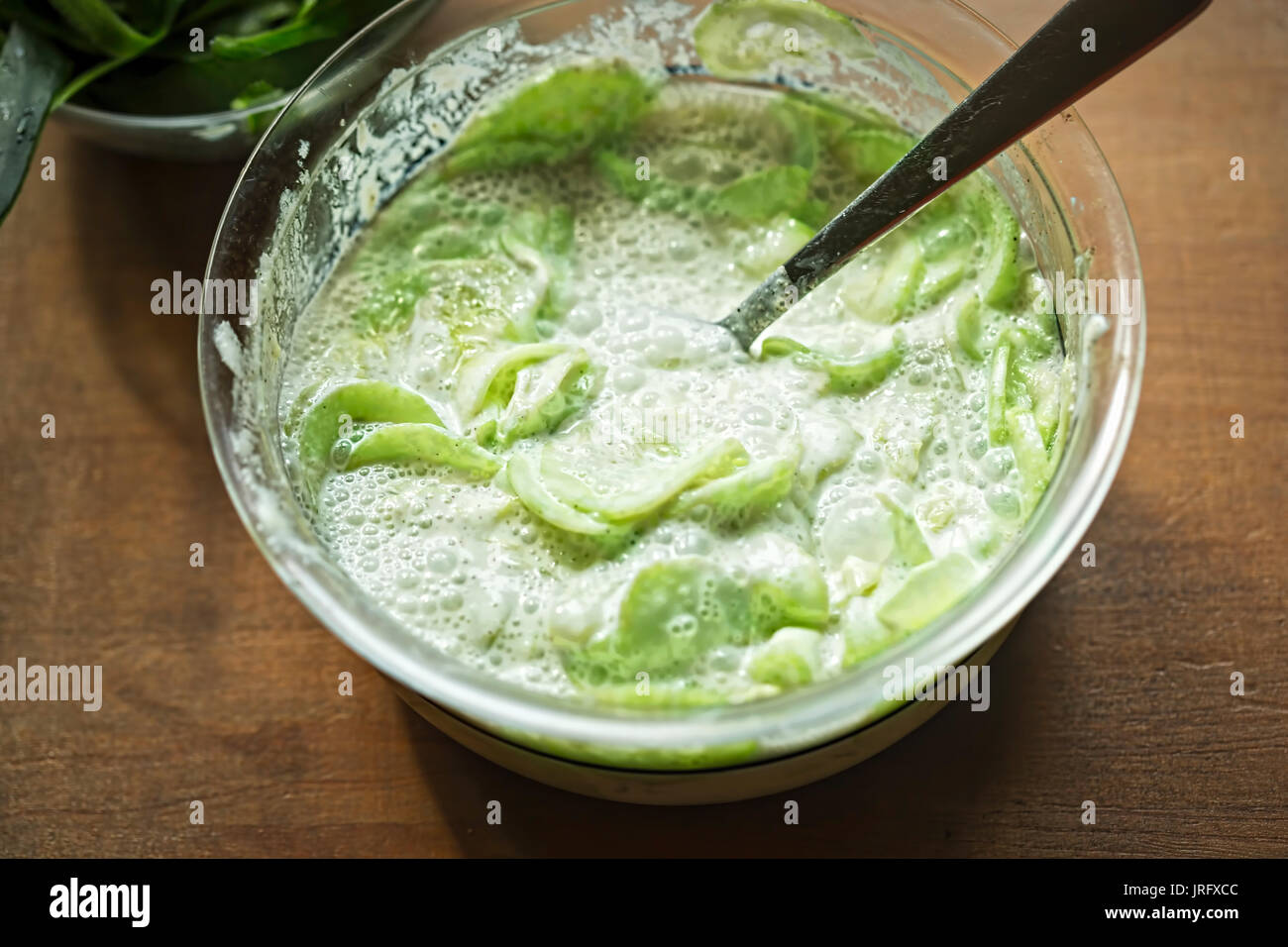 Polish Mizeria Cucumbers in sour cream Stock Photo Alamy