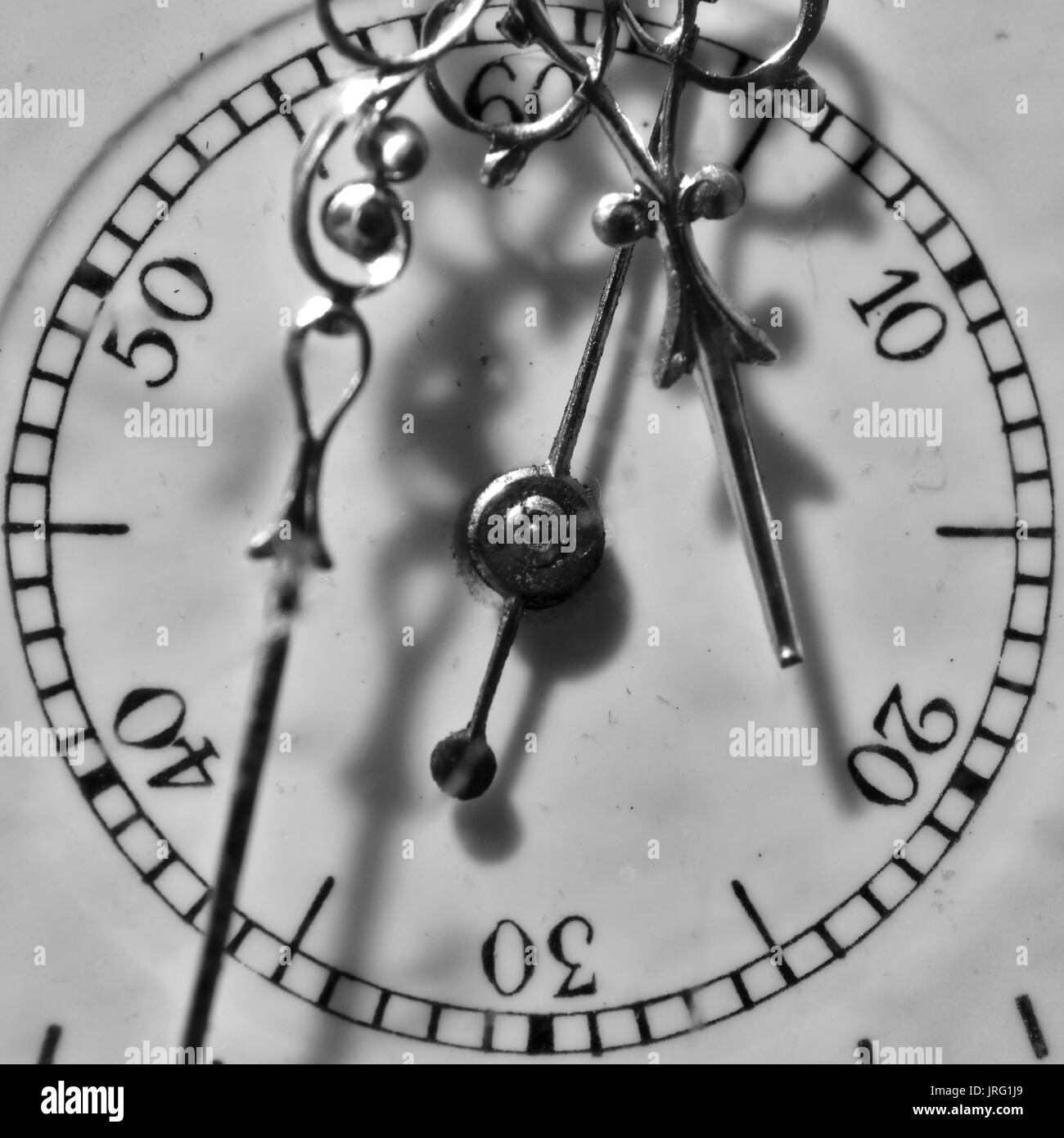 Macro photograph of an antique watch seconds dial, steampunk and vintage theme Stock Photo