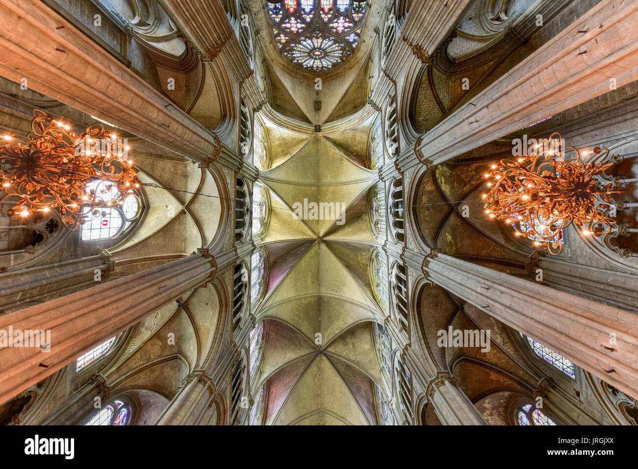 Bourges, France - May 21, 2017: Bourges Cathedral, Roman Catholic church located in Bourges, France. It is dedicated to Saint Stephen and is the seat  Stock Photo