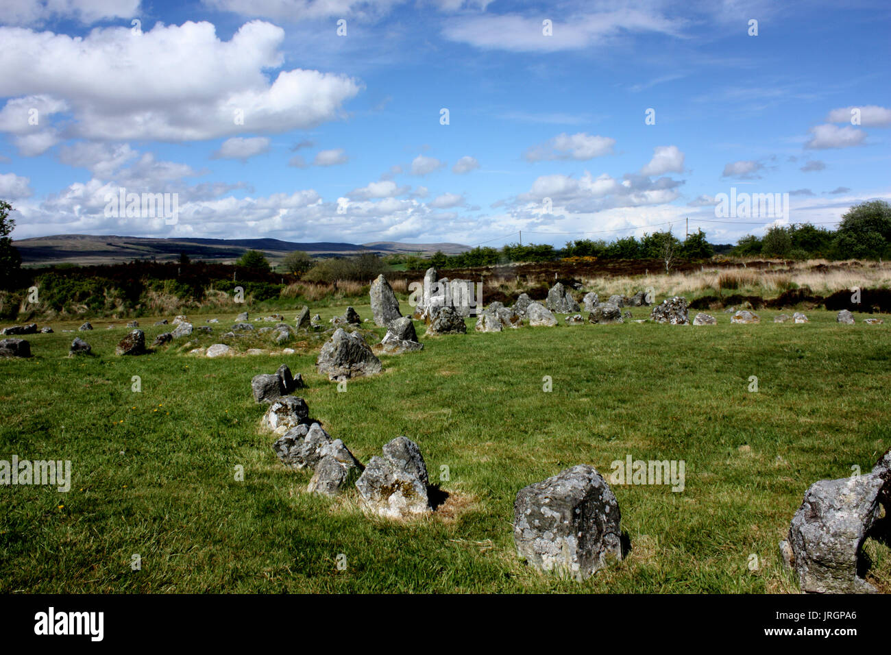 The stone circles at Beaghmore in the Sperrin Mountains, County Tyrone Stock Photo