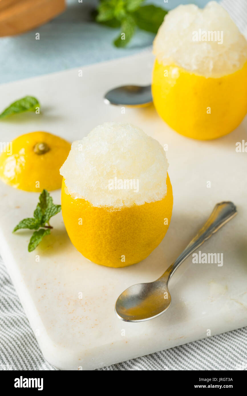 Homemade Yellow Lemon Italian Ice in a Lemons Stock Photo Alamy
