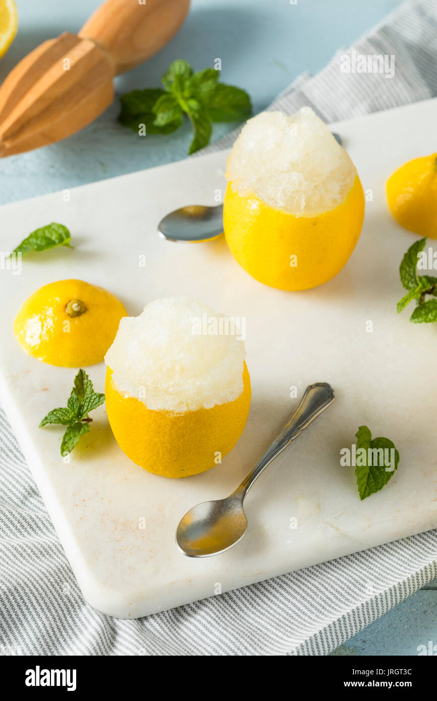 Homemade Yellow Lemon Italian Ice in a Lemons Stock Photo Alamy