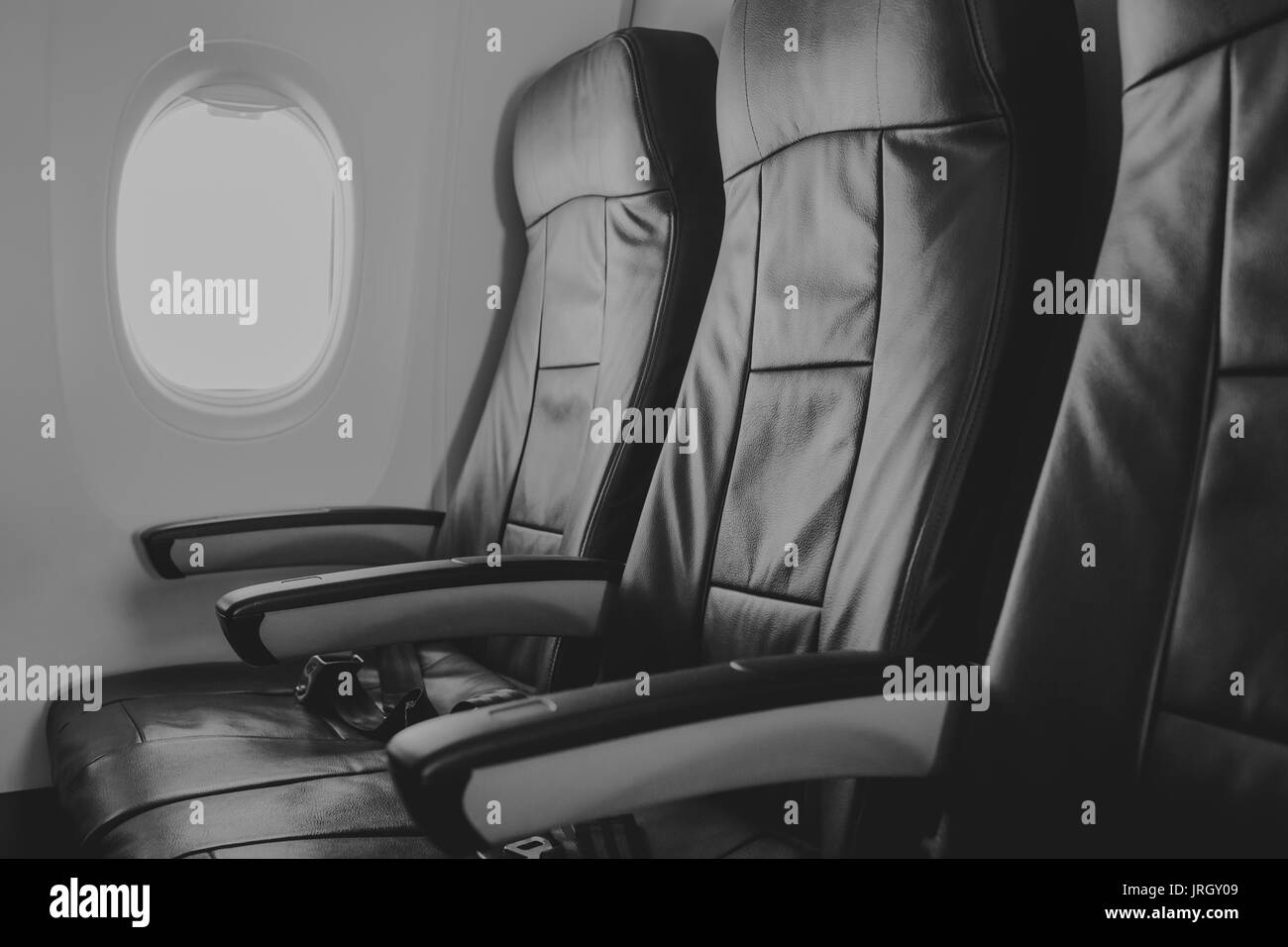 Interiors of new modern airliner Stock Photo