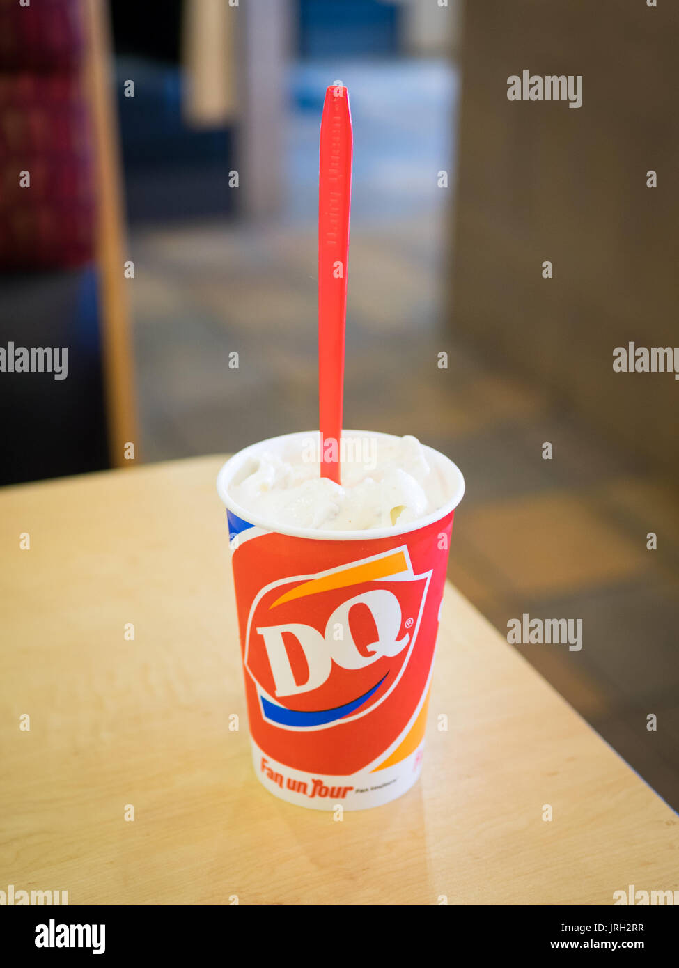 A Dairy Queen Blizzard (DQ Blizzard), a popular soft-serve ice cream menu item. Stock Photo