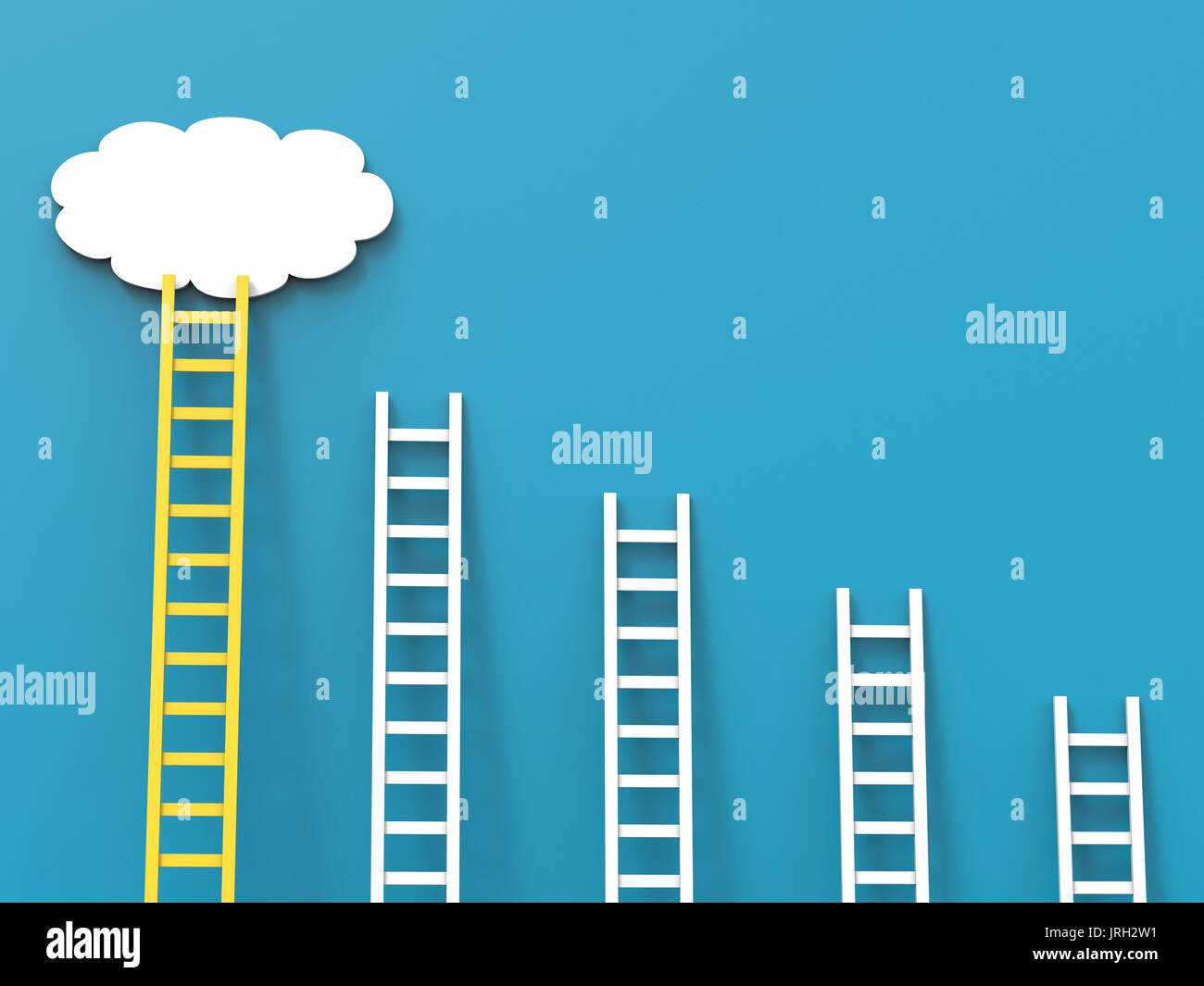 ladder of success concept with white clouds on blue background Stock Photo