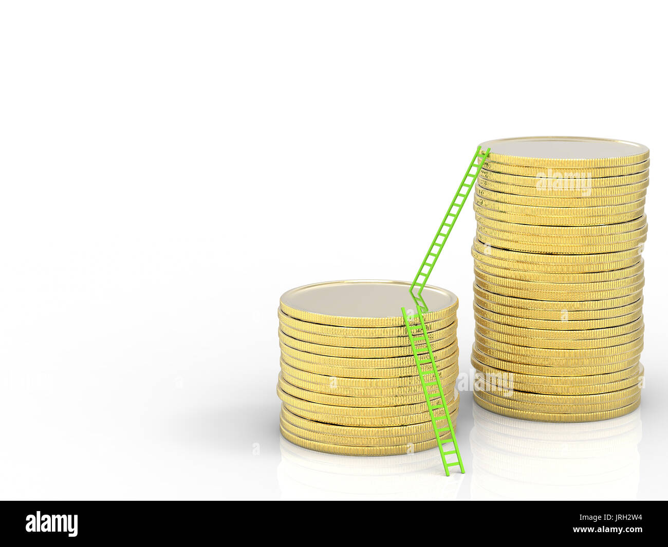 business growth concept with stack of coins and ladders Stock Photo - Alamy