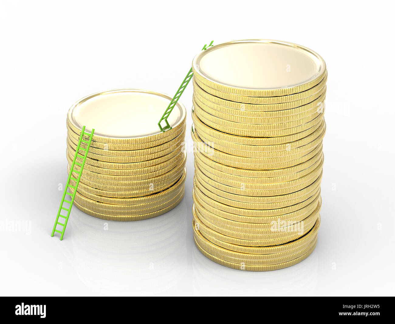 business growth concept with stack of coins and ladders Stock Photo - Alamy