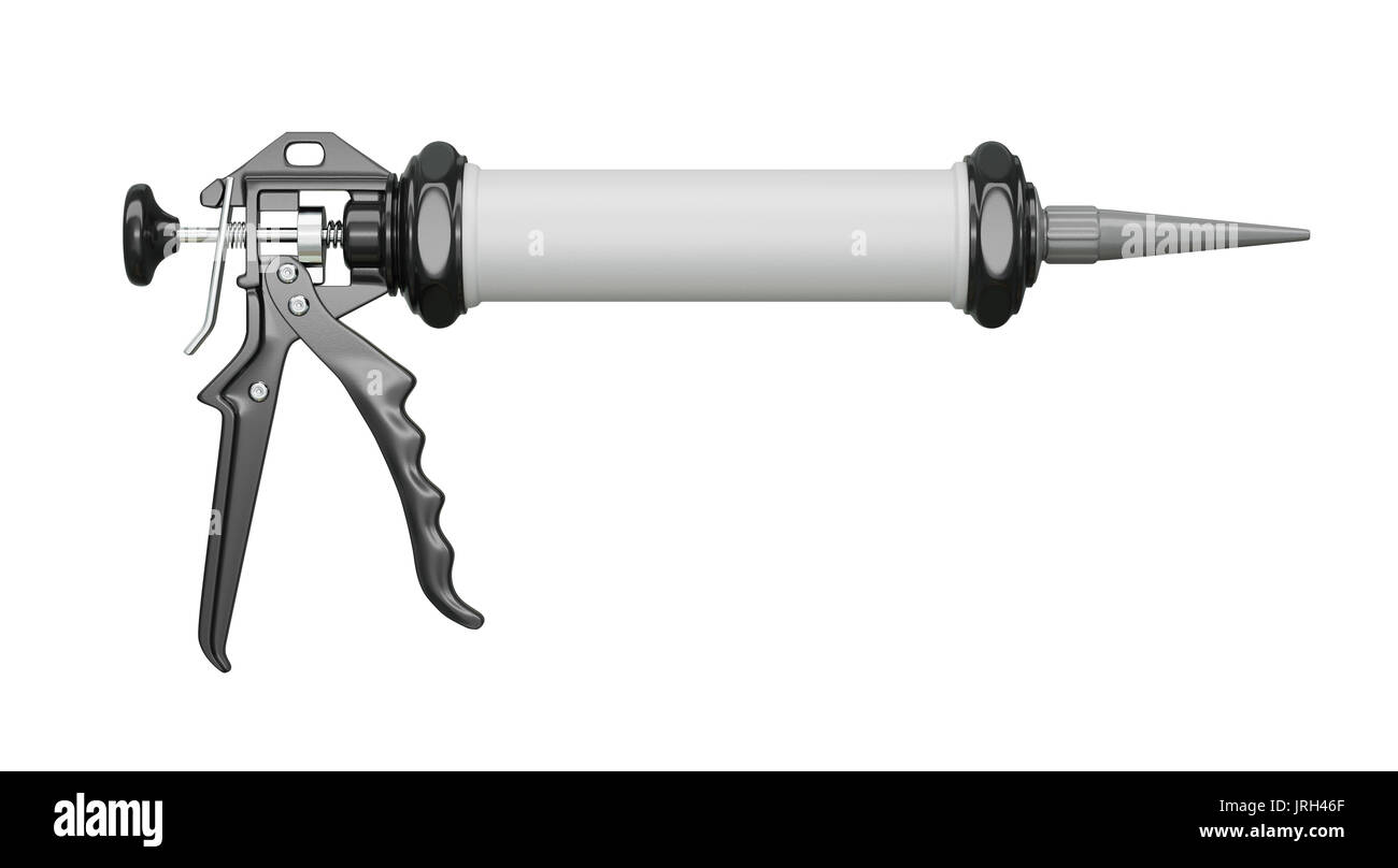 Caulk gun isolated on white. For working with adhesive, silicone and