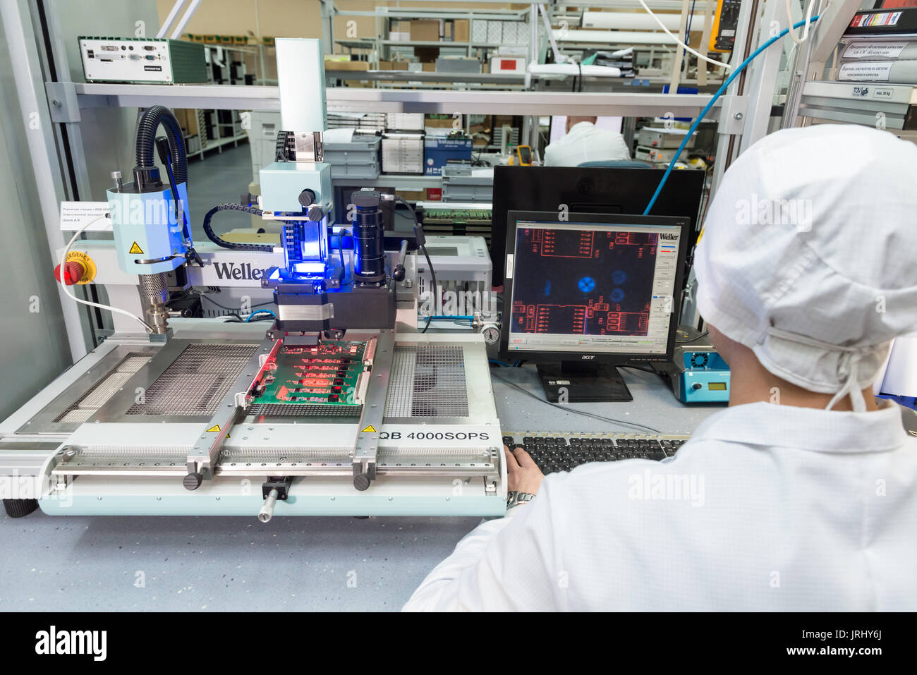 Production of electronic components at high-tech factory Stock Photo ...