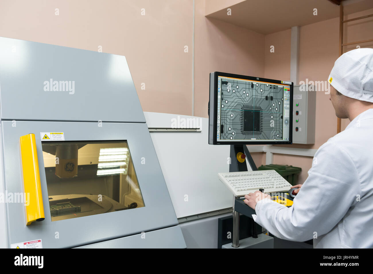 Production of electronic components at high-tech factory Stock Photo ...