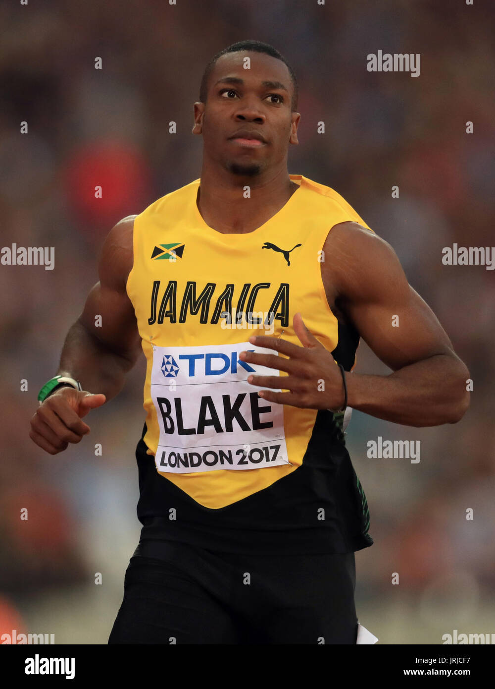 Jamaica's Yohan Blake during day one of the 2017 IAAF World Championships at the London Stadium. PRESS ASSOCIATION Photo. Picture date: Friday August 4, 2017. See PA story ATHLETICS World. Photo credit should read: Adam Davy/PA Wire. Stock Photo