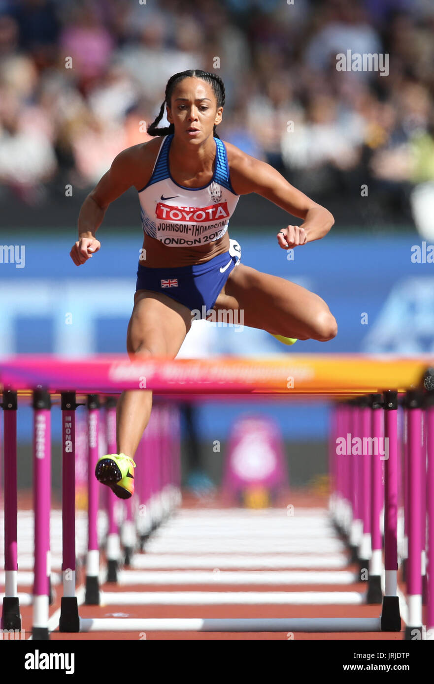 100m hurdles women heptathlon heat four hires stock photography and
