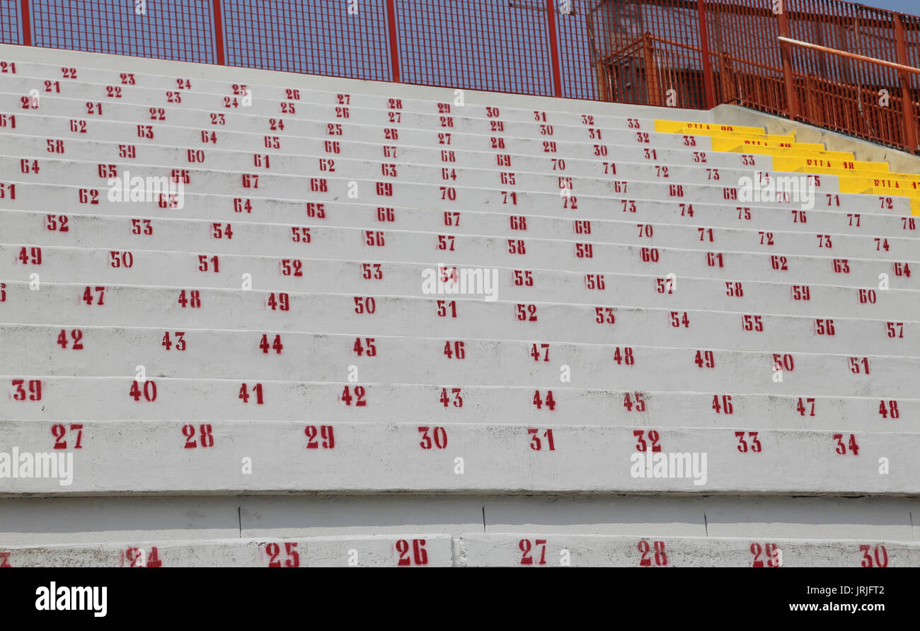 many numbers on the stadium bleachers to indicate a seat at sporting