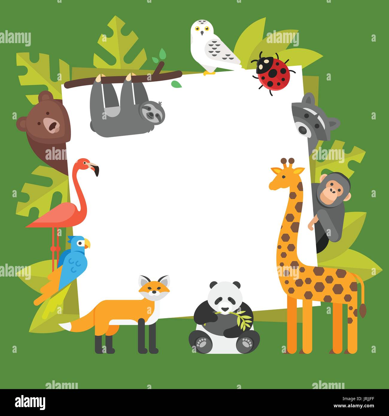vector flat style illustration of zoo animals template for banner or poster with animals stock vector image art alamy