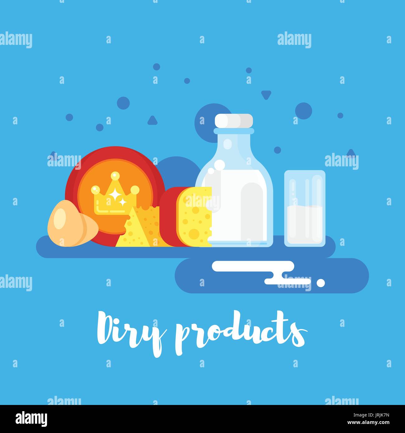 Vector flat style illustration of dairy products. Icon for web ...