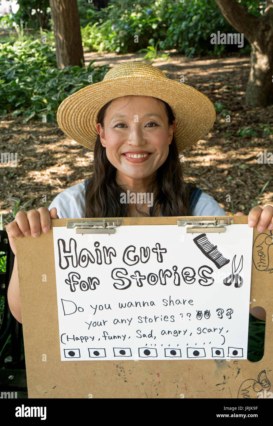 An Attractive Japanese Hair Stylist On Vacation Offering A Free