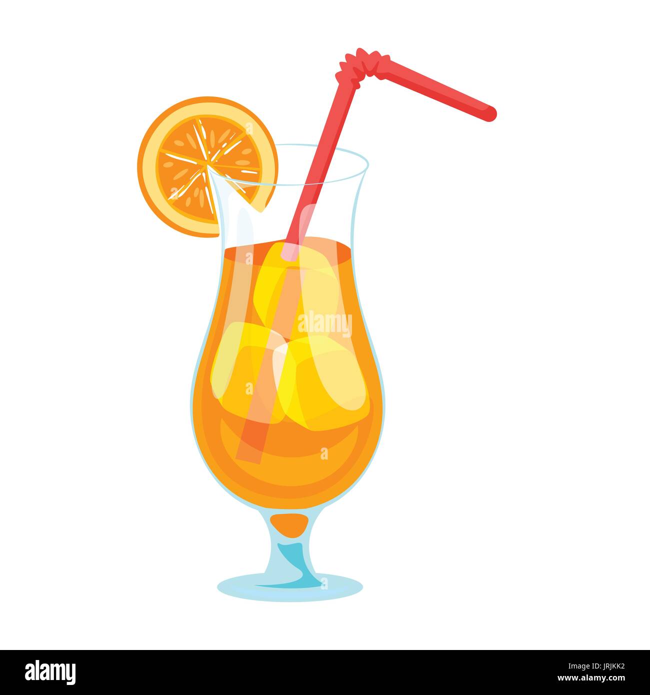 Vector cartoon style illustration of fruit cocktail. Isolated on white