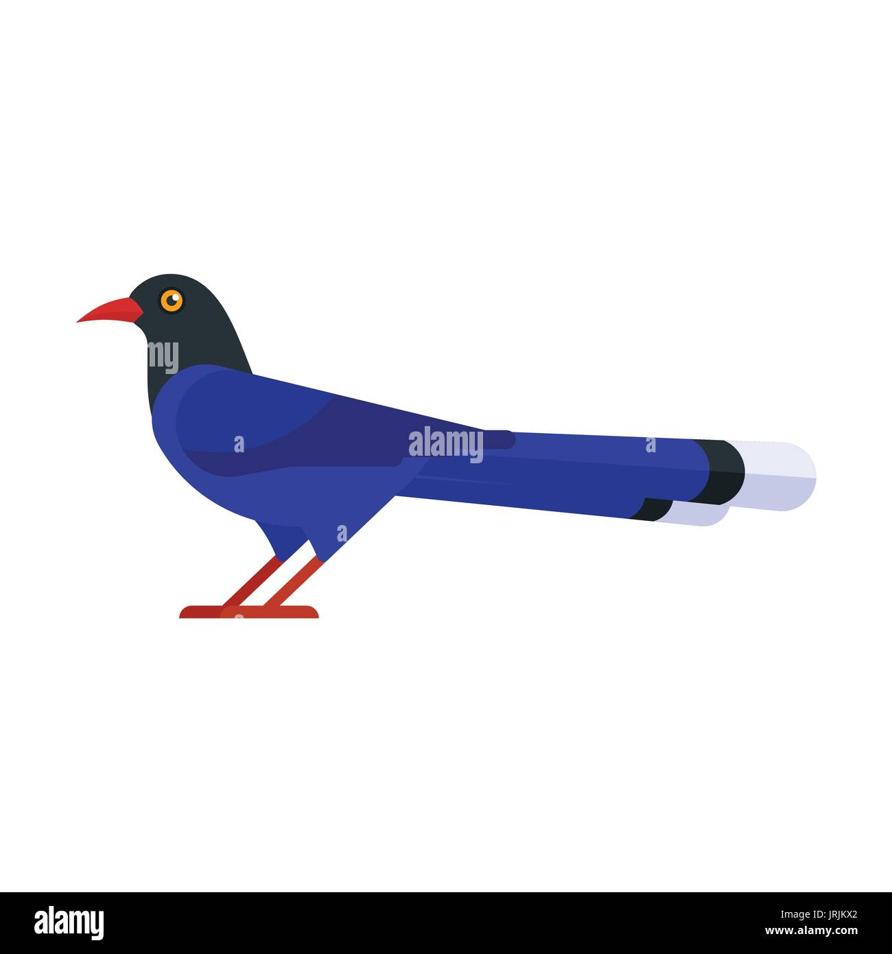 Vector flat style illustration of Taiwan blue magpie. Icon for web. Isolated on white background. Stock Vector