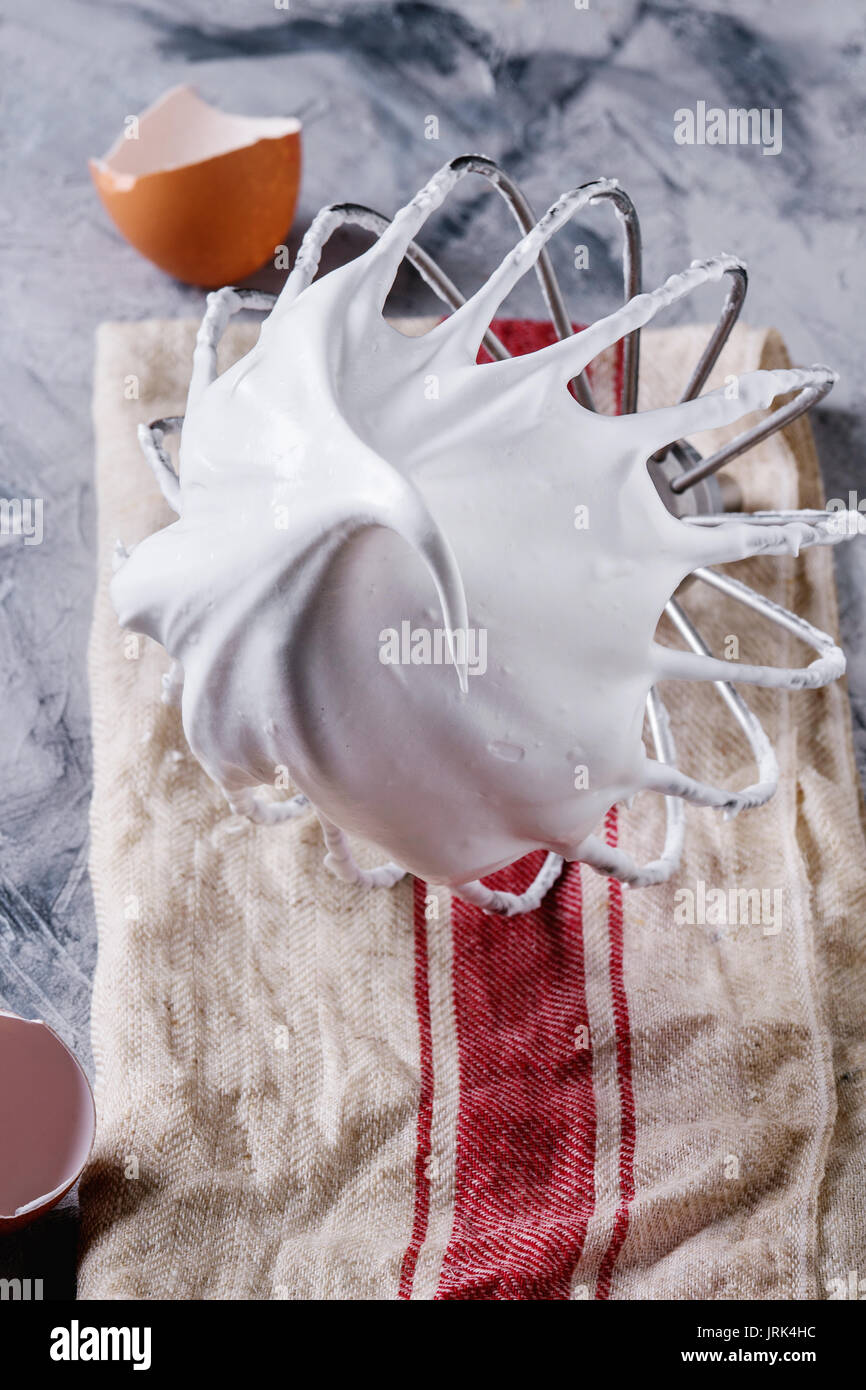 Process of cooking meringue Stock Photo Alamy