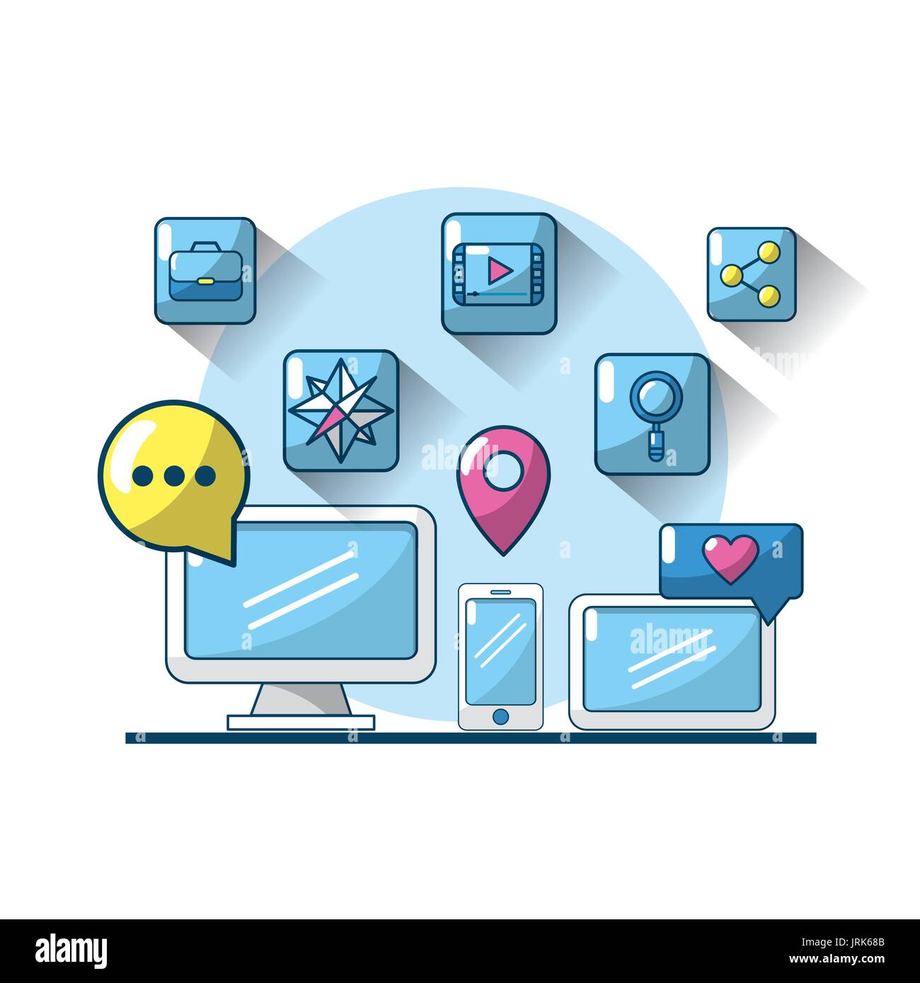 technology apps connection to digital media data Stock Vector Image