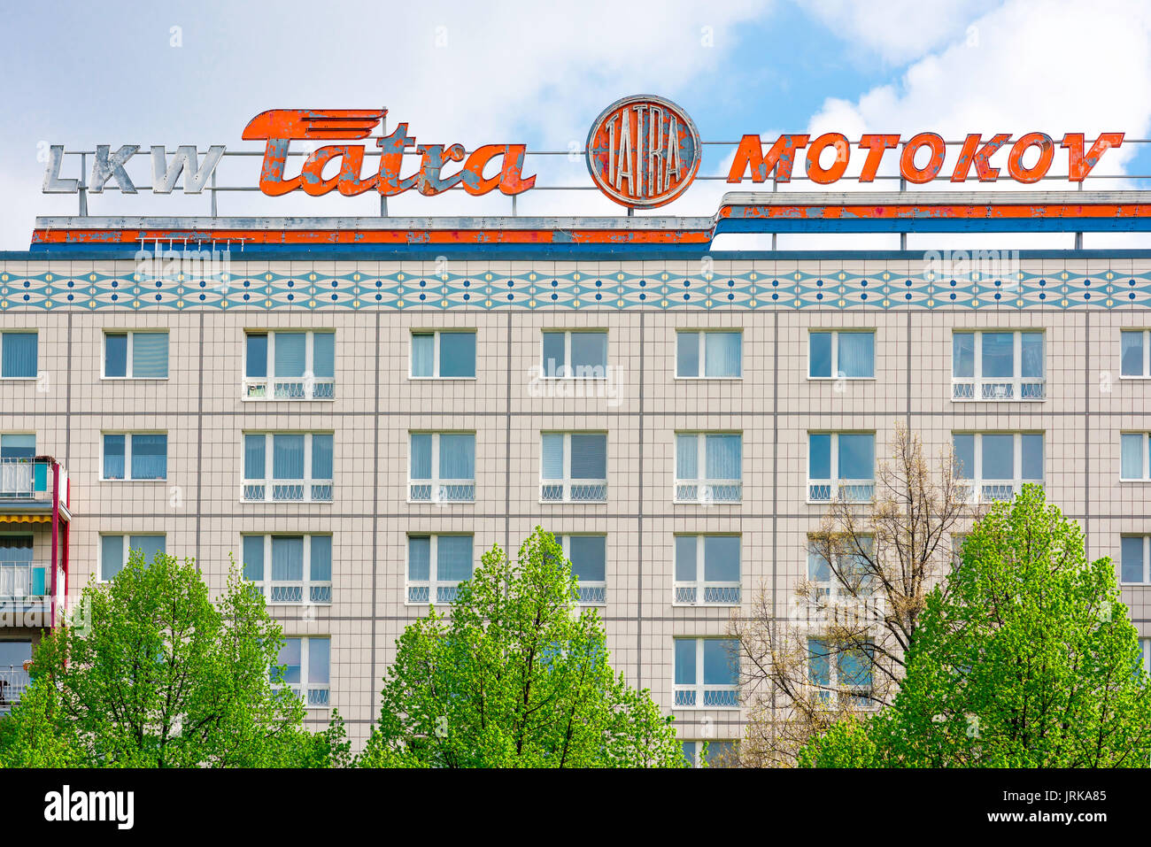 Berlin east GDR, view of a block of flats in Karl Marx Allee in the former communist eastern sector of the center Berlin, Germany Stock Photo