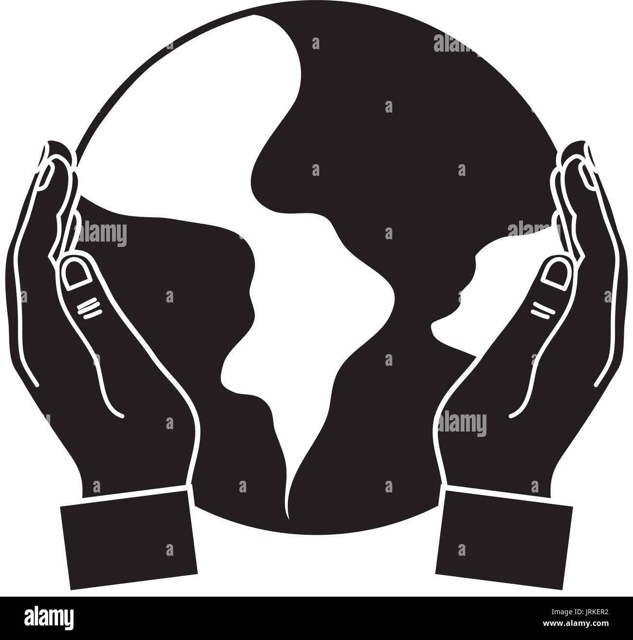 contour hands with global earth planet and geography ubication Stock ...