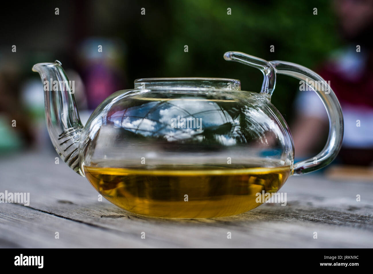 Traditional Chinese tea ceremony - Chinese glass teapot Stock Photo
