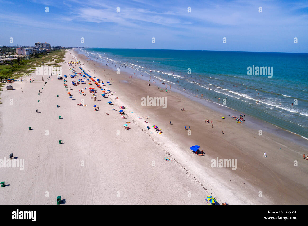Florida,Cocoa Beach,Atlantic Ocean water,sand,aerial overhead bird's