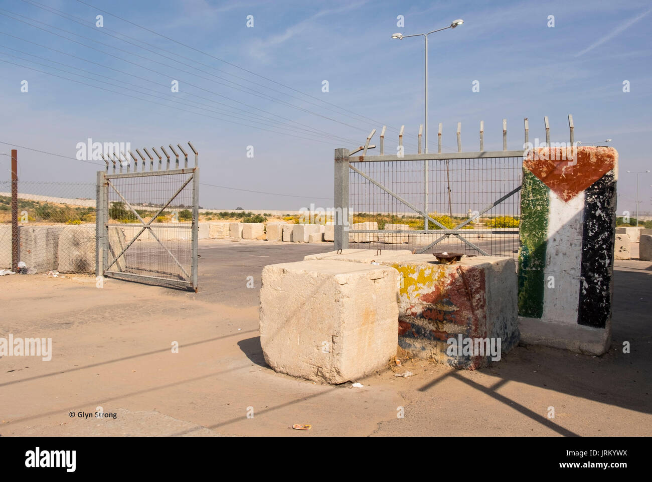 View of the wasteland that separates the Israeli and Palestinian sides of Erez crossing into Gaza. Stock Photo