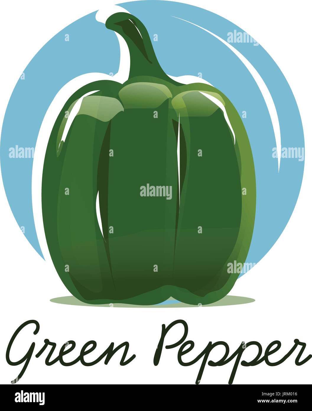 green bell pepper with a circle, illustration design, isolated on white background . Stock Vector