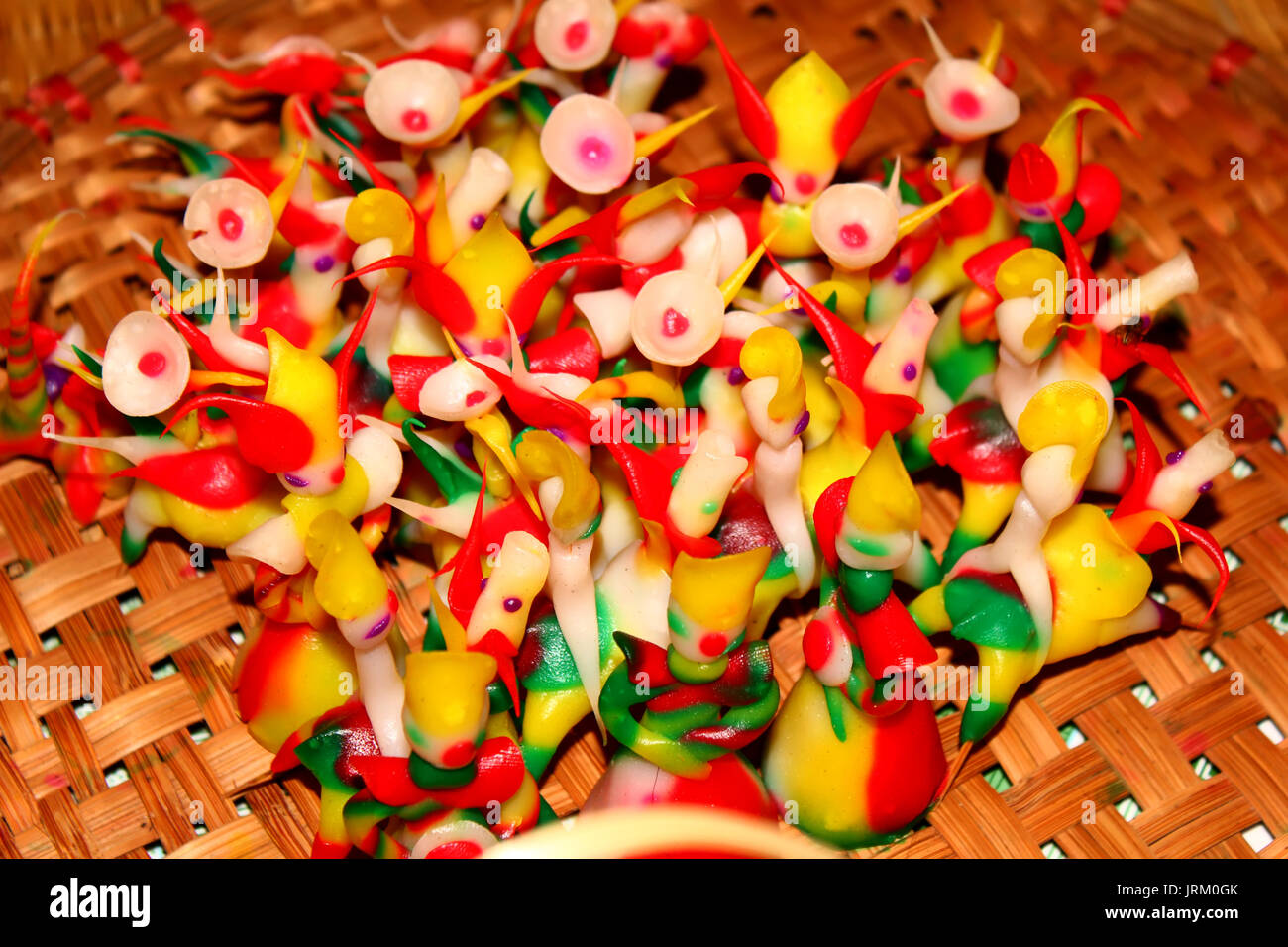 Tohe, the traditional toys in Vietnam made by colored rice powder Stock