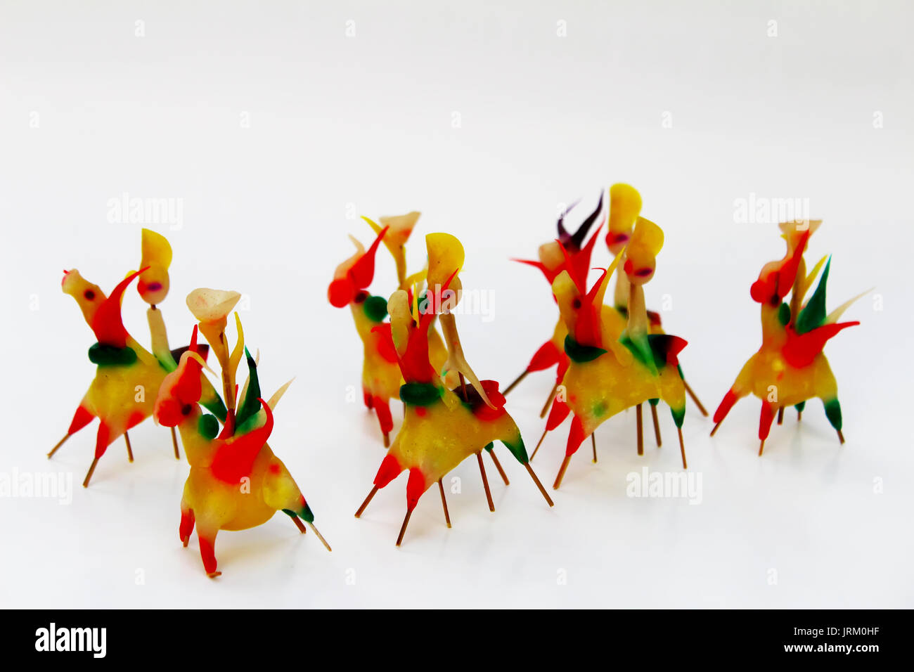 Tohe, the traditional toys in Vietnam made by colored rice powder Stock