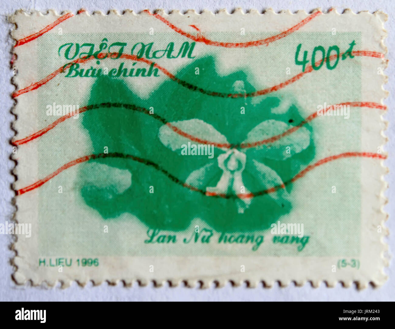 VIETNAM - CIRCA 1996: A stamp printed in Vietnam shows queen orchid ...