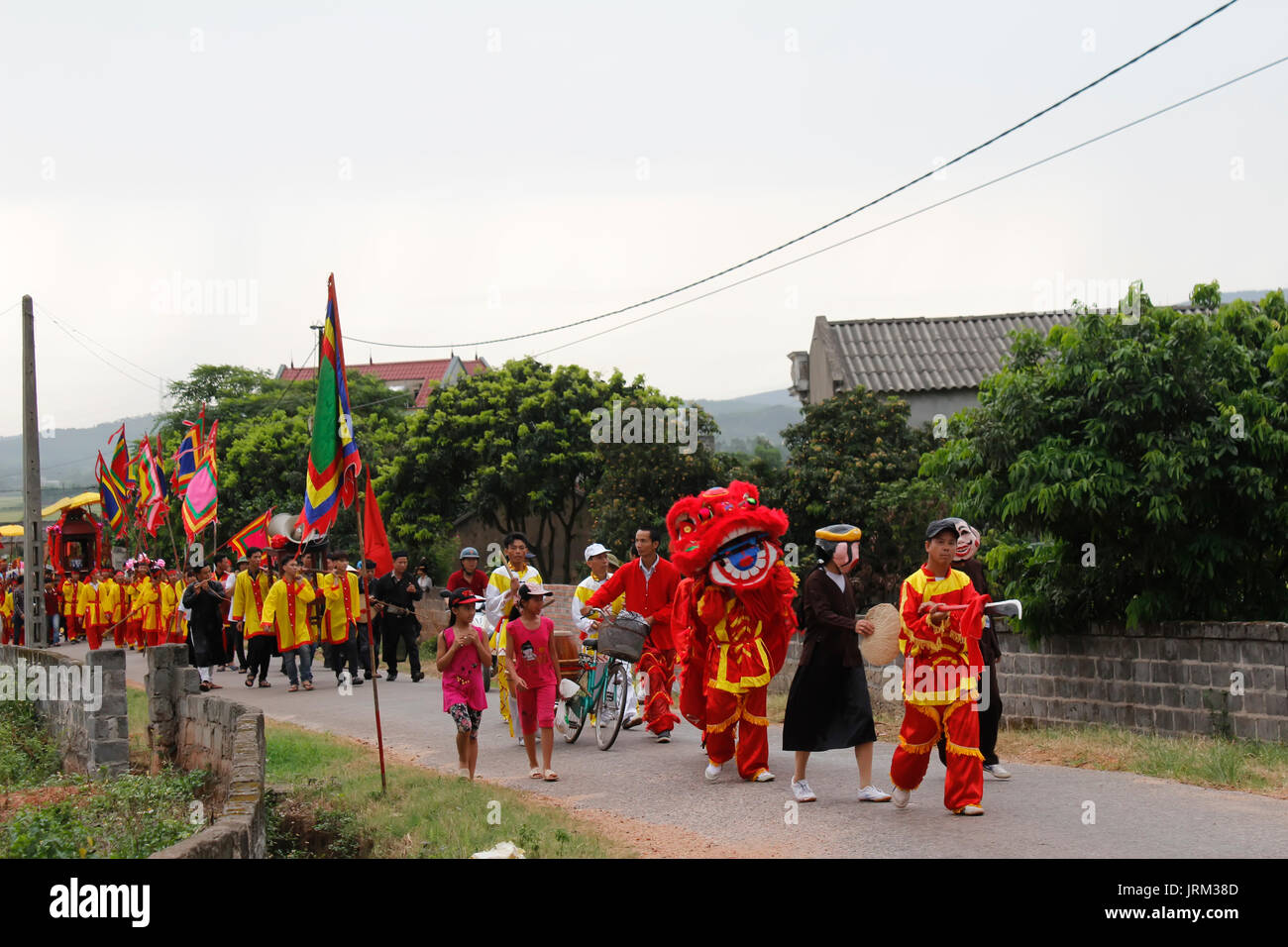 HAI DUONG, VIETNAM, AUGUST, 26: people attended traditional festival on August, 26, 2014 in Hai Duong, Vietnam. Stock Photo