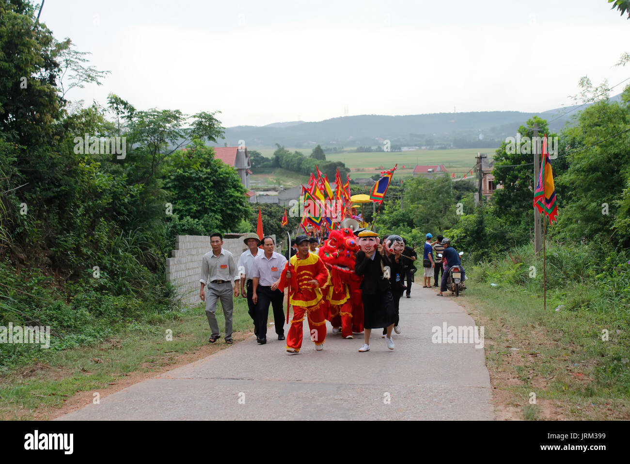 HAI DUONG, VIETNAM, AUGUST, 26: people attended traditional festival on August, 26, 2014 in Hai Duong, Vietnam. Stock Photo