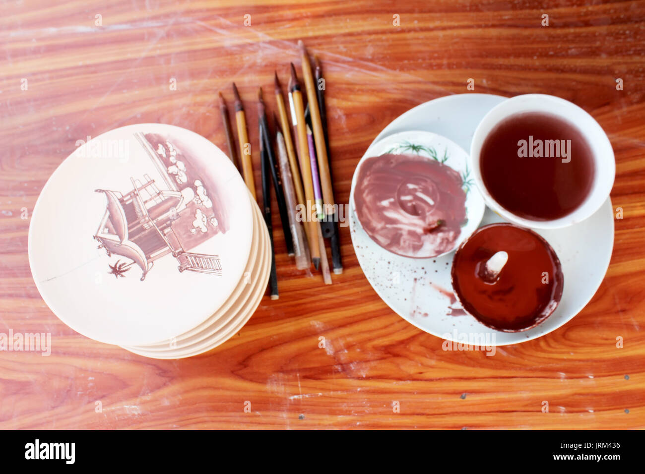 HAI DUONG, VIETNAM, April 27 Unfired ceramics and glazes on April 27, 2013 in Chu Dau ceramic